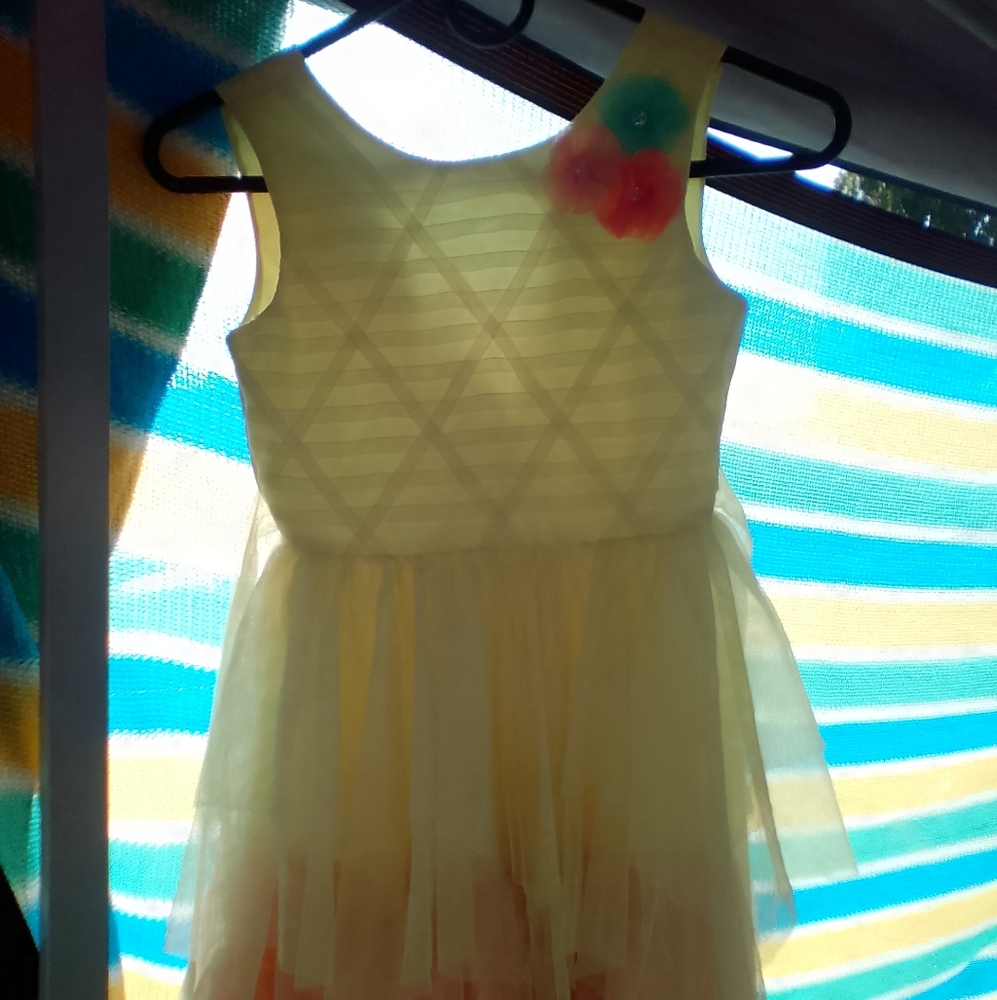Jona Michelle Pastel Yellow Dress with Soft Peach Accents